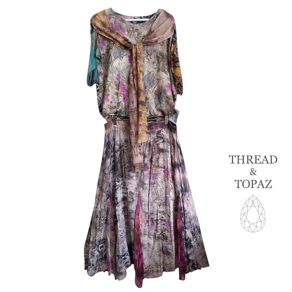 URU Kristine St. RRik Floral Hand-Dyed Skirt & Top Set